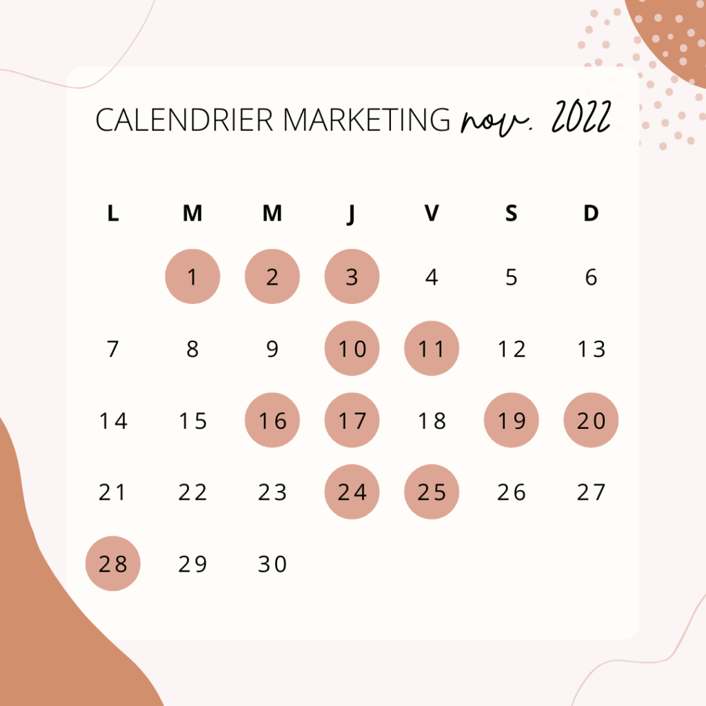 calendrier marketing novembre 2022